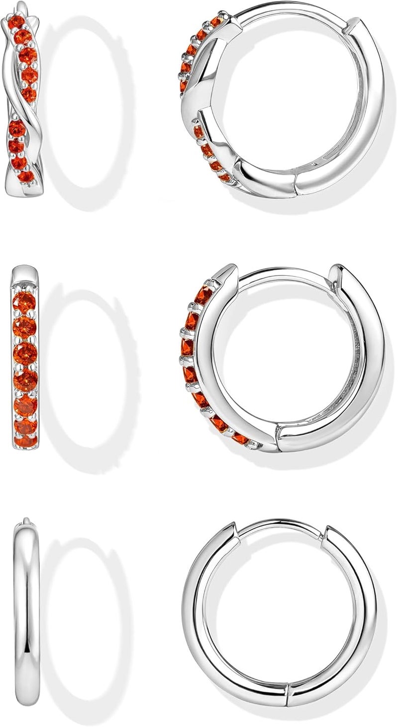 Inerney 14K Gold Plated Huggie Hoop Earrings for Women, Small Sterling Silver Earring Set Hypoallergenic Cartilage Helix Stacks, Mini Dainty Cute Trendy Birthstone Jewelry Gift for Multiple Piercings - Image 1